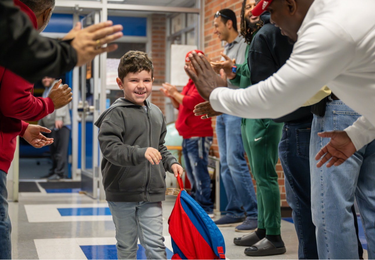 Boy enters school