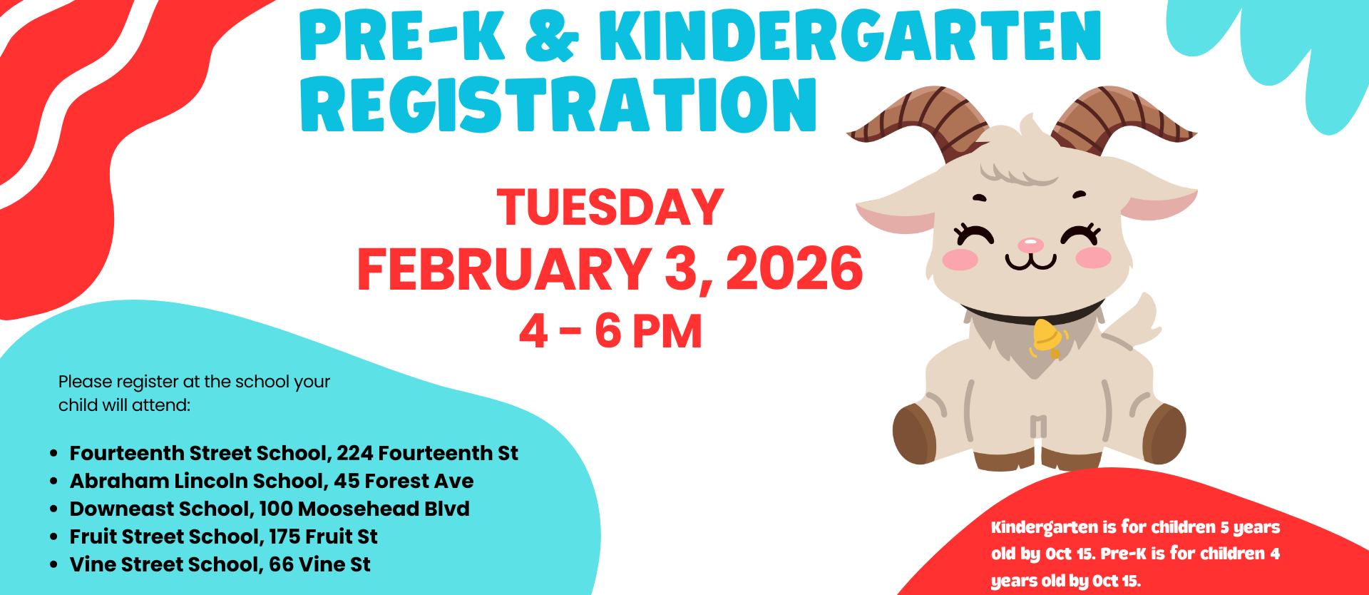 Bangor School Department prekindergarten (PreK) and kindergarten registration