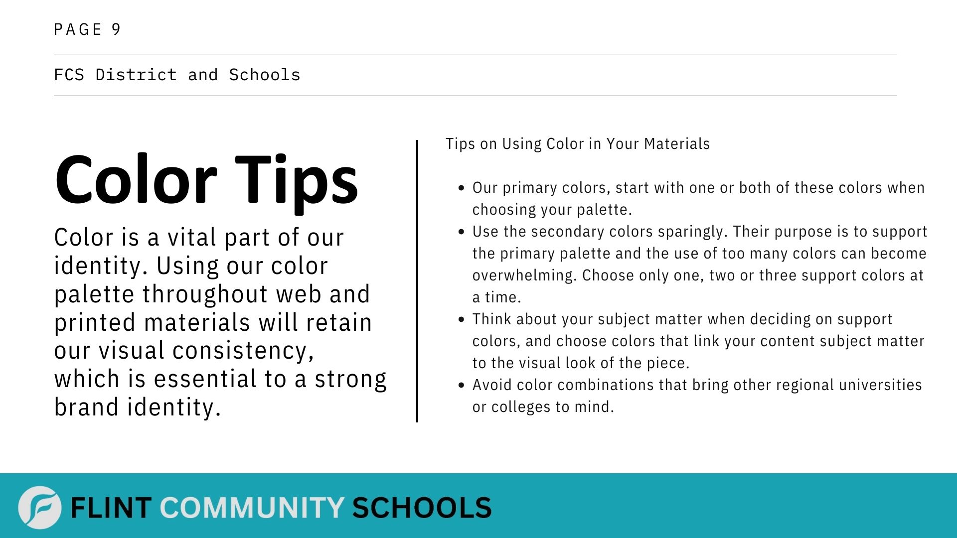 Flint Community Schools Color Tips
