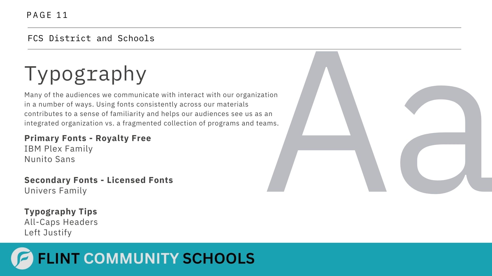 Flint Community Schools Typography 