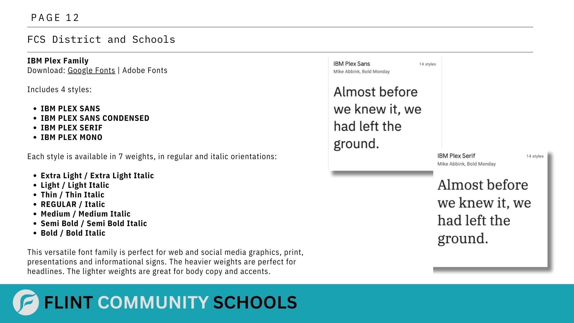 Flint Community Schools Typography 