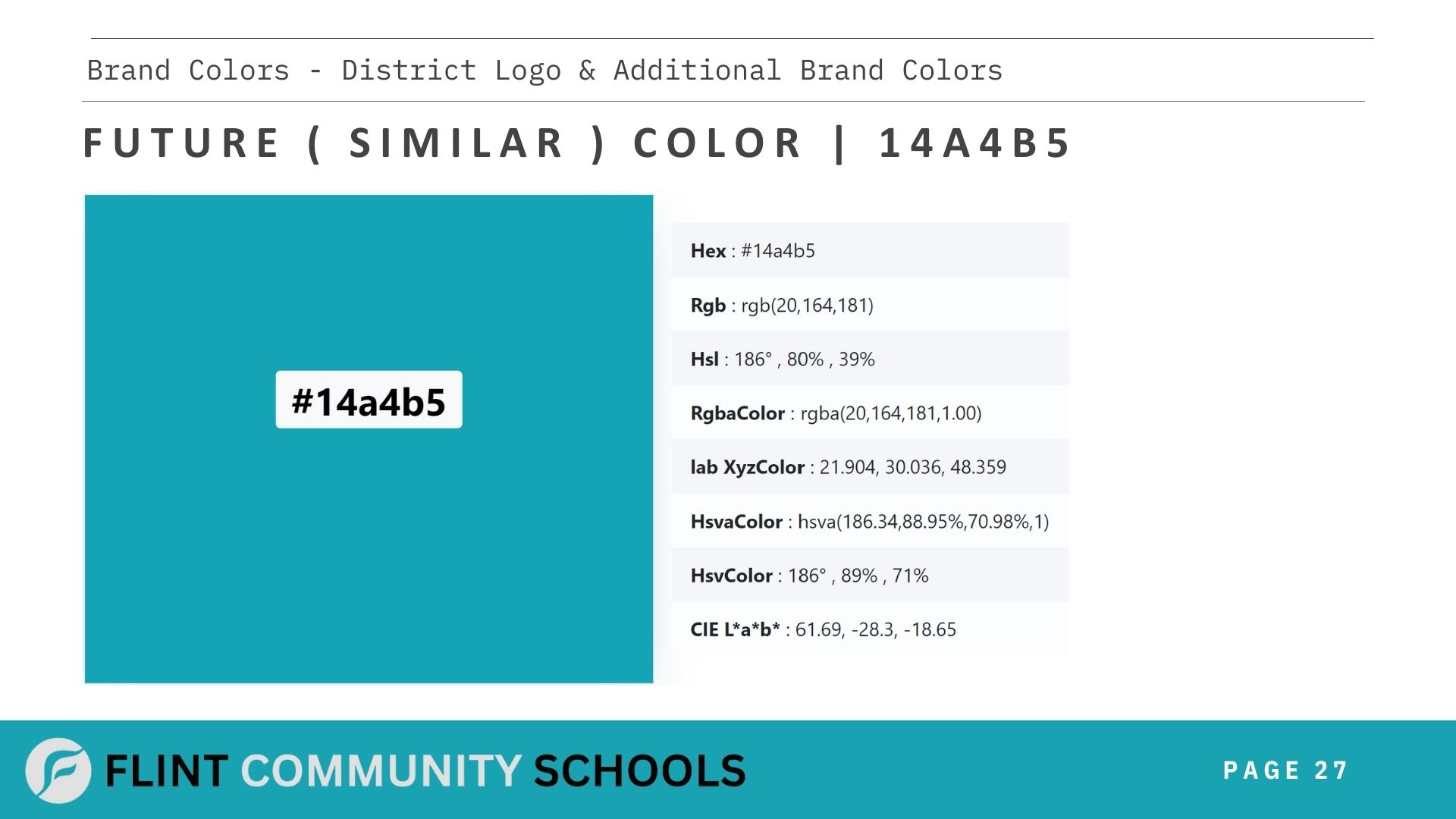 Flint Community Schools Brand Colors