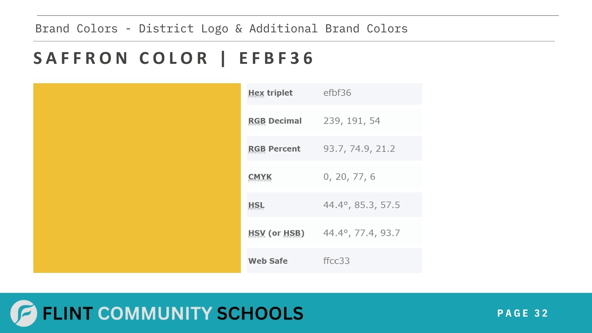 Flint Community Schools Brand Colors