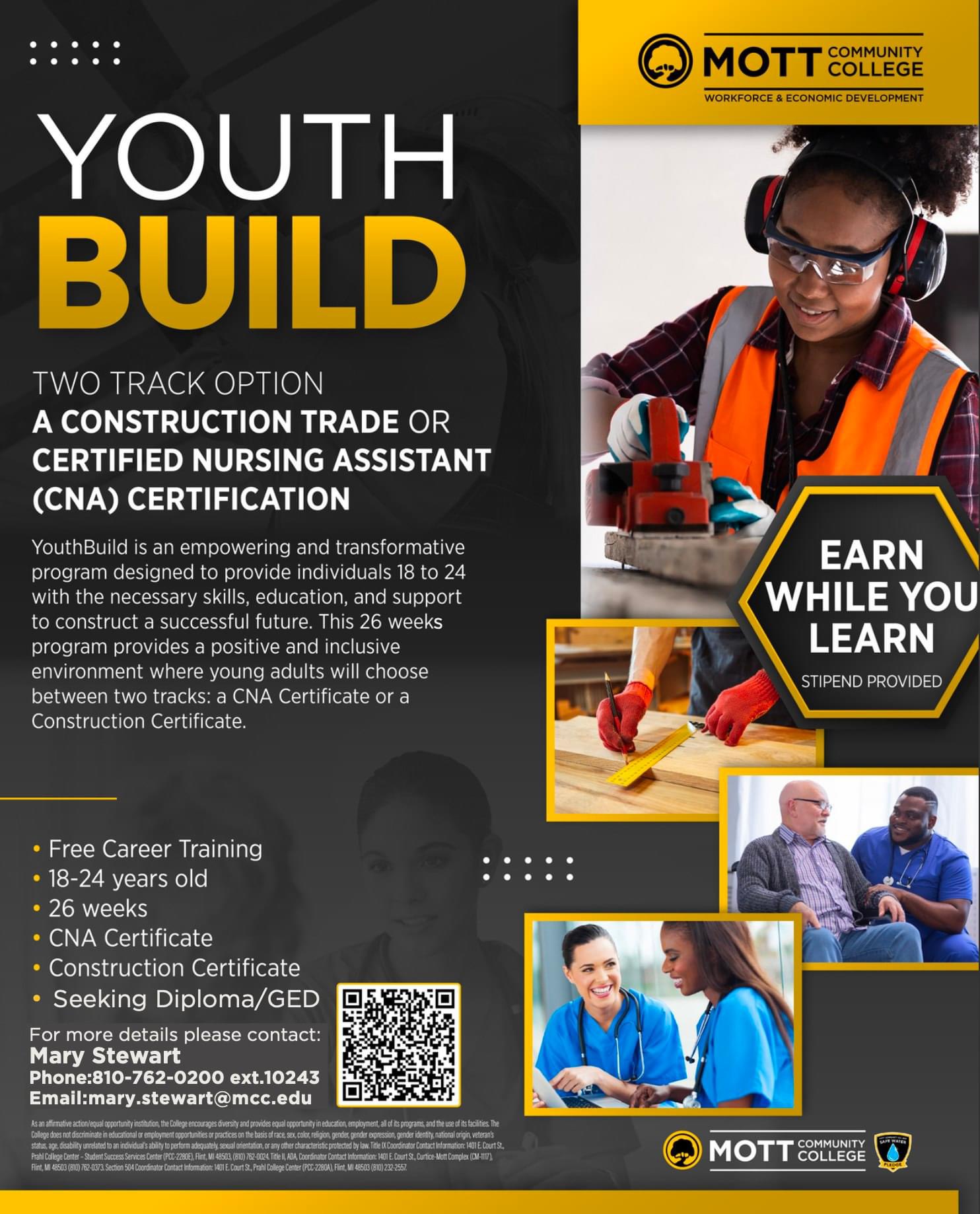 MCC Trades Flyer for Construction and Certified Nursing Assistants