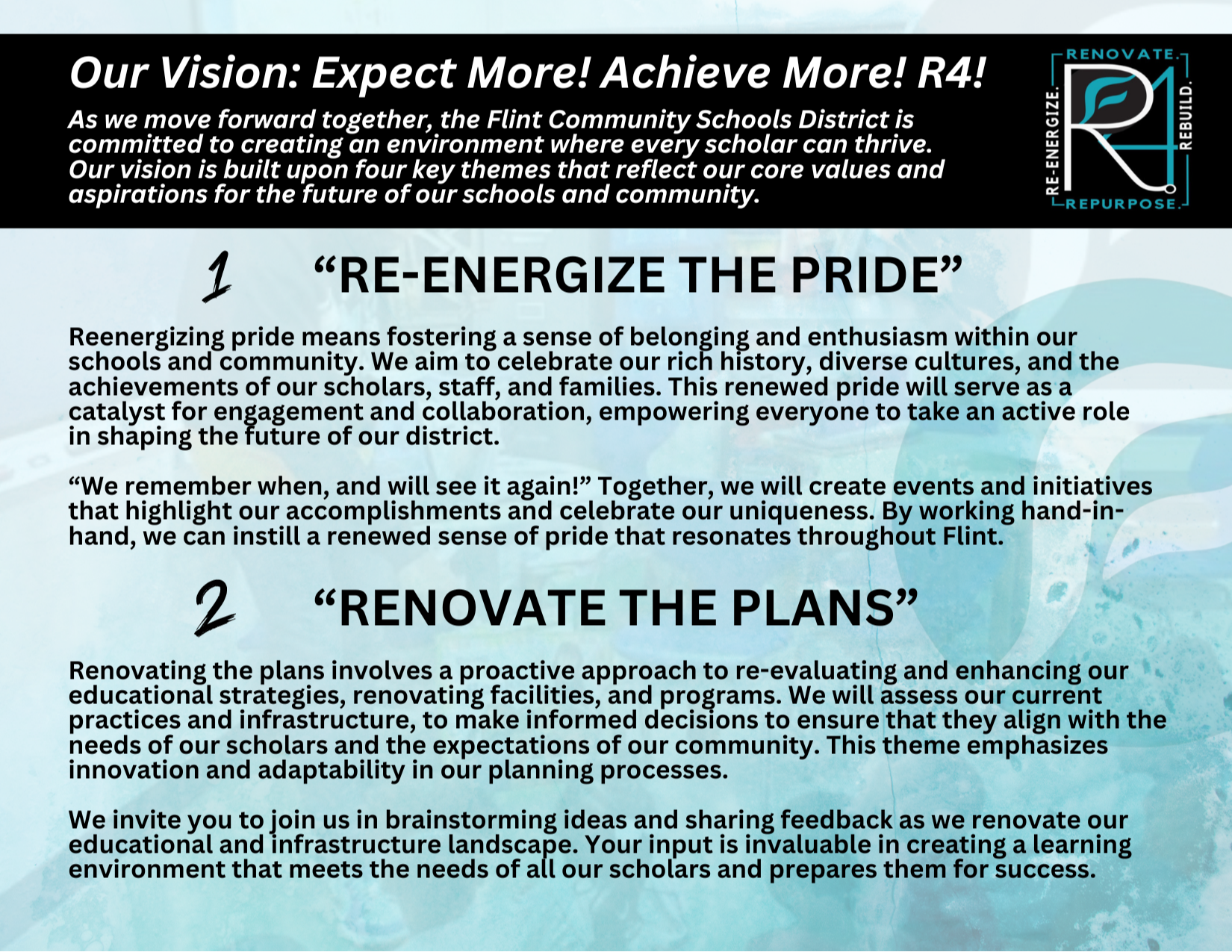 Our Vision: Expect More! Achieve More! R4!