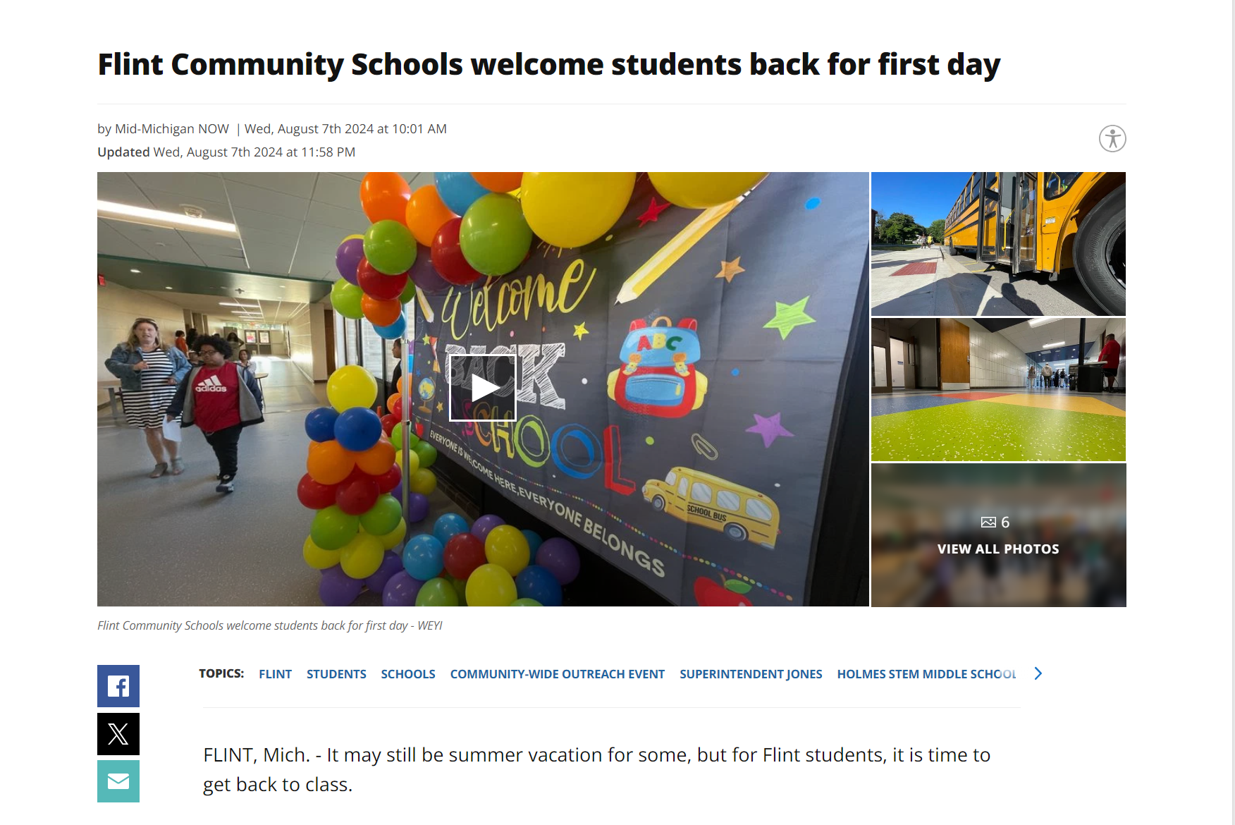 Flint Community Schools welcome students back for first day