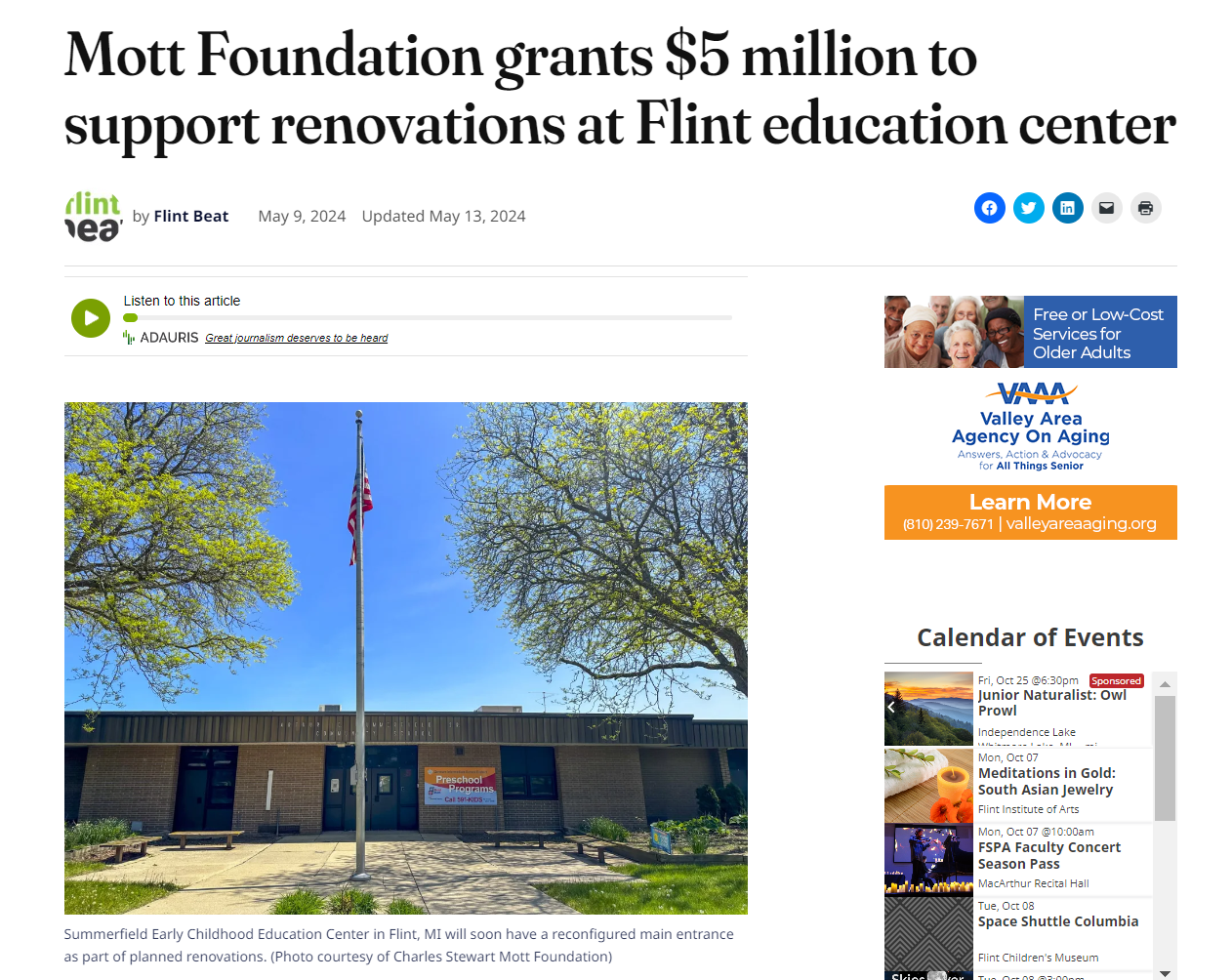 Mott Foundation grants $5 million to support renovations at Flint education center