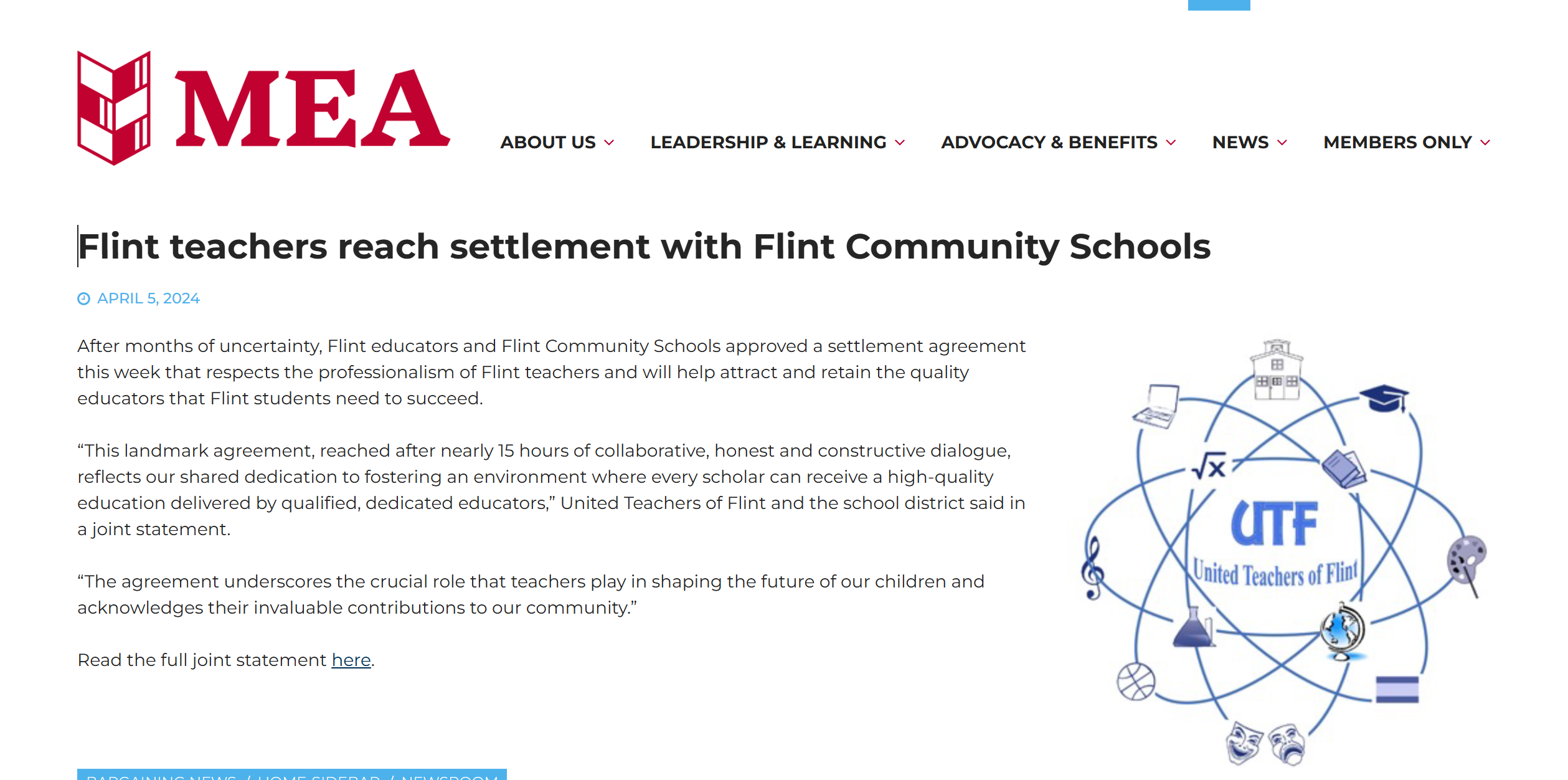 Flint teachers reach settlement with Flint Community Schools