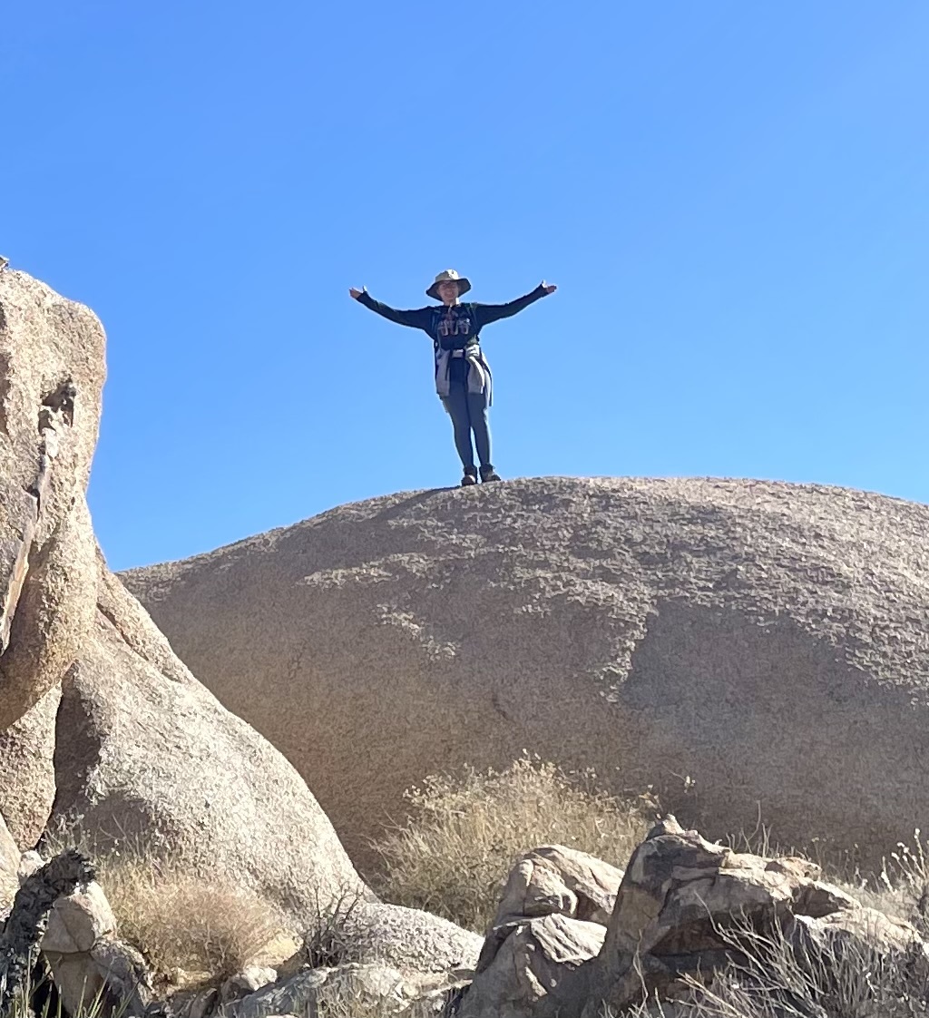 Student on rock