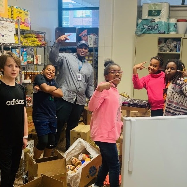 students and teachers at a school event