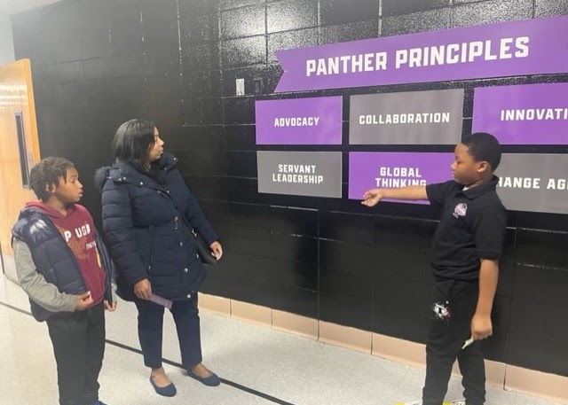 Student showing  people Panther Principles at Hudson Middle