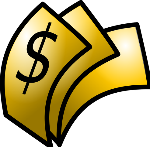 An icon featuring a bundle of banknotes with a dollar sign, symbolizing wealth or money.