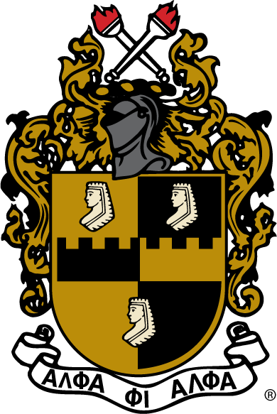A coat of arms with a helmet, sword, and shield, featuring a lion and a castle, set against a shield bearing the letters 'LSA'.