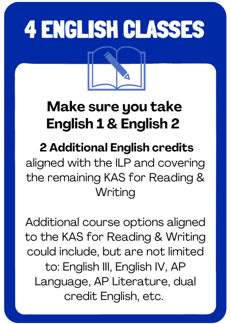 An advertisement for English classes, featuring a book and a pen with the text '2 Additional English credits' and a logo of a book and a pen.