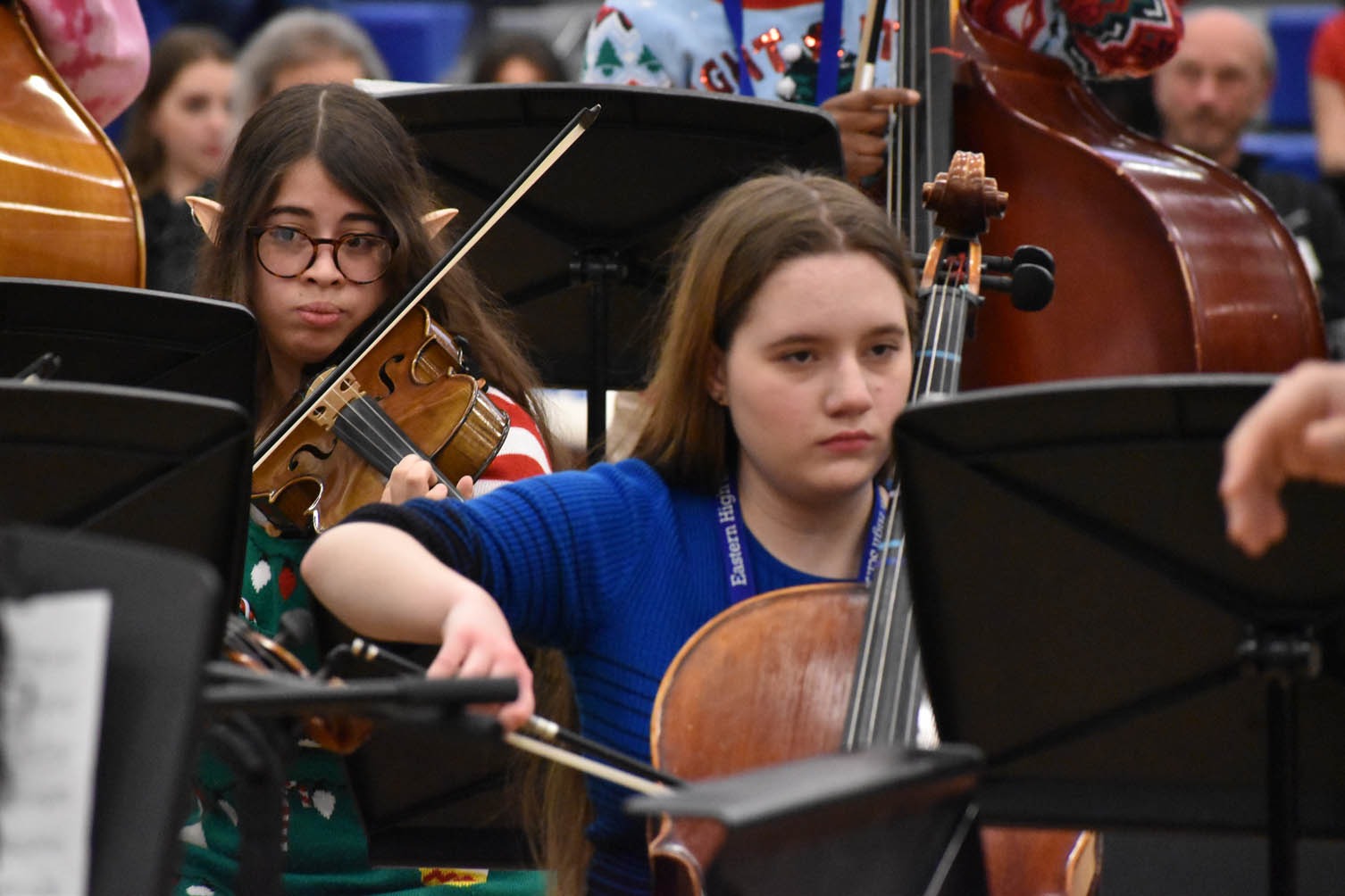 orchestra student playing cello