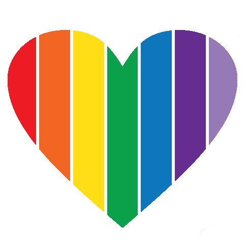 Colorful heart with rainbow stripes, symbolizing pride and diversity.