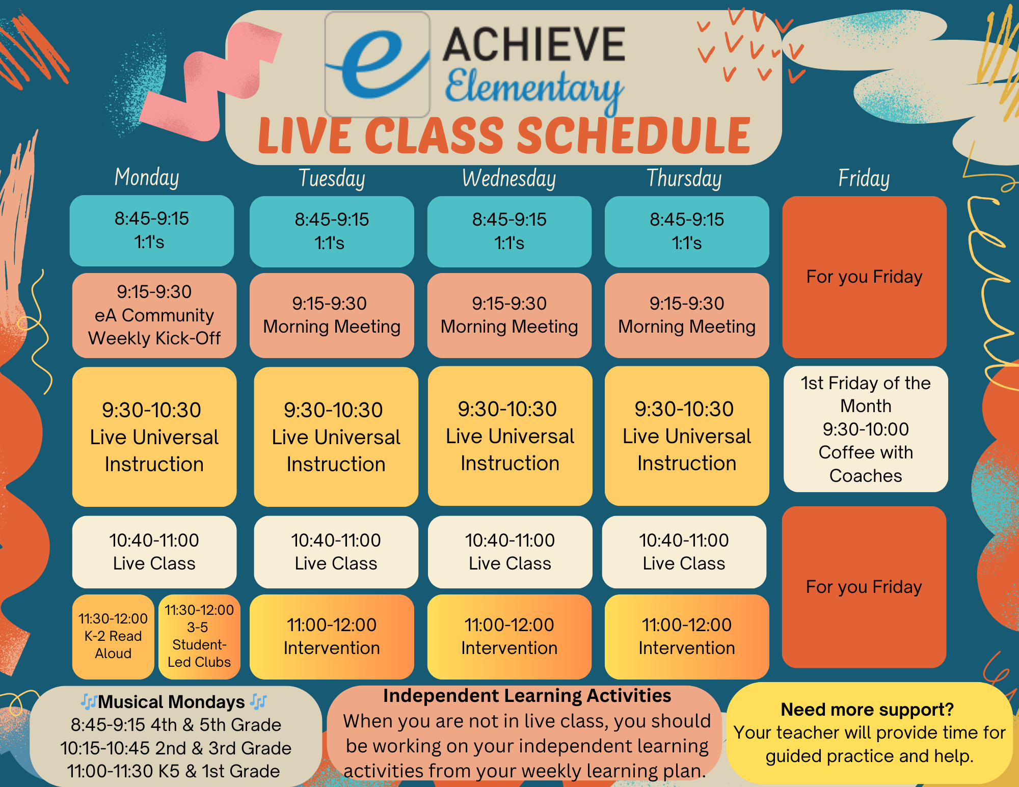 EaE Daily Schedule