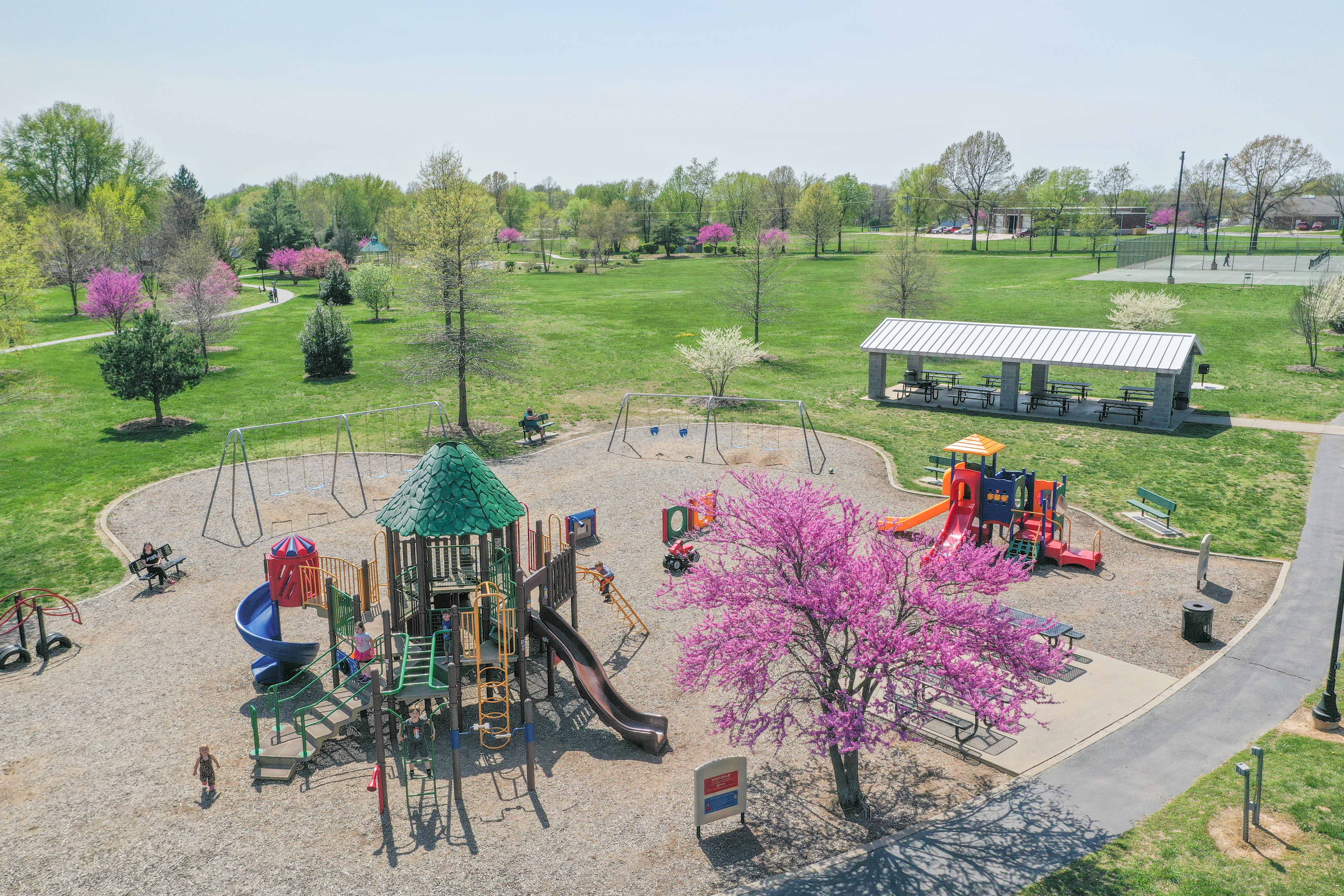 A park in springtime.