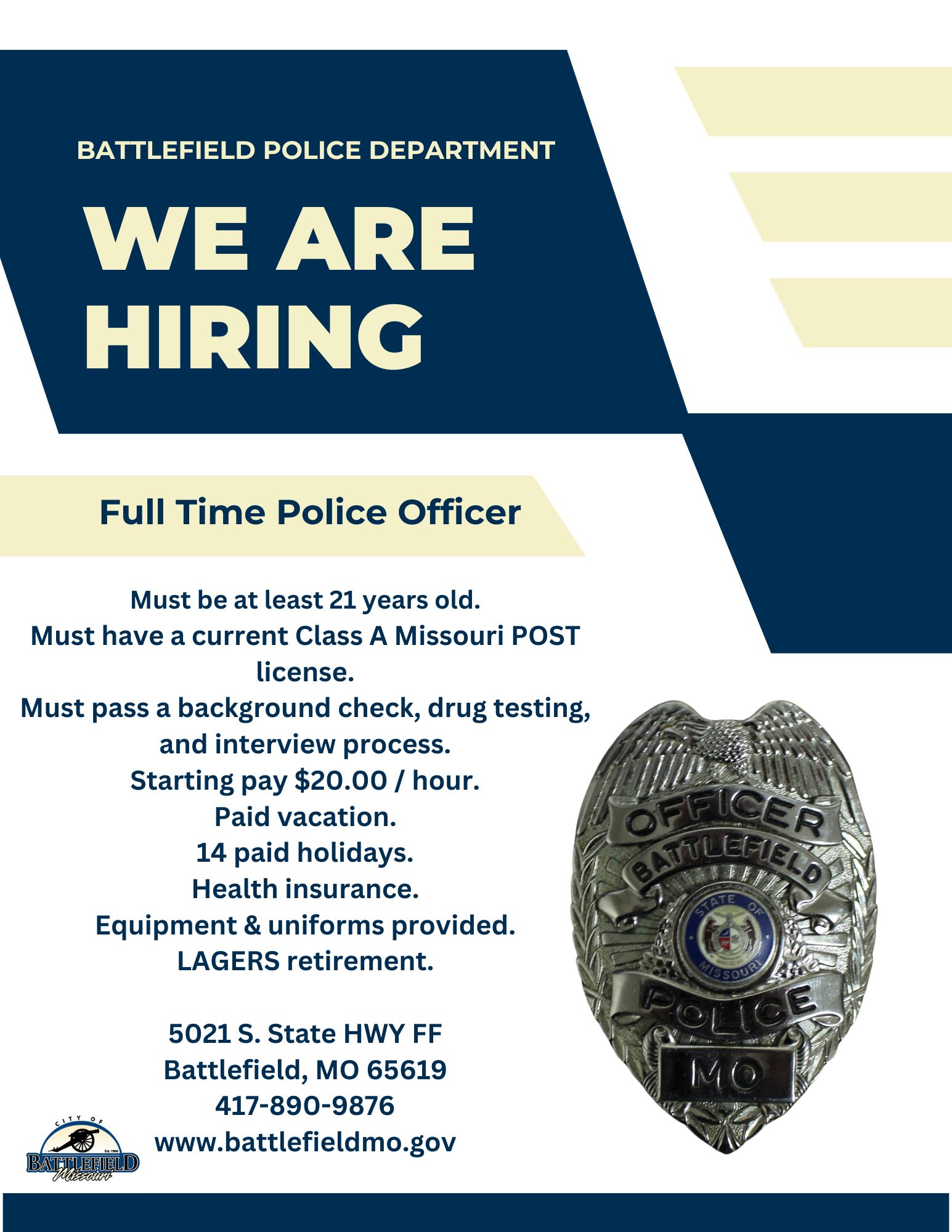 Hiring Full Time Police Officer