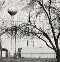 This is a picture of the original water tower in the heart of Battlefield, circa 1980's.