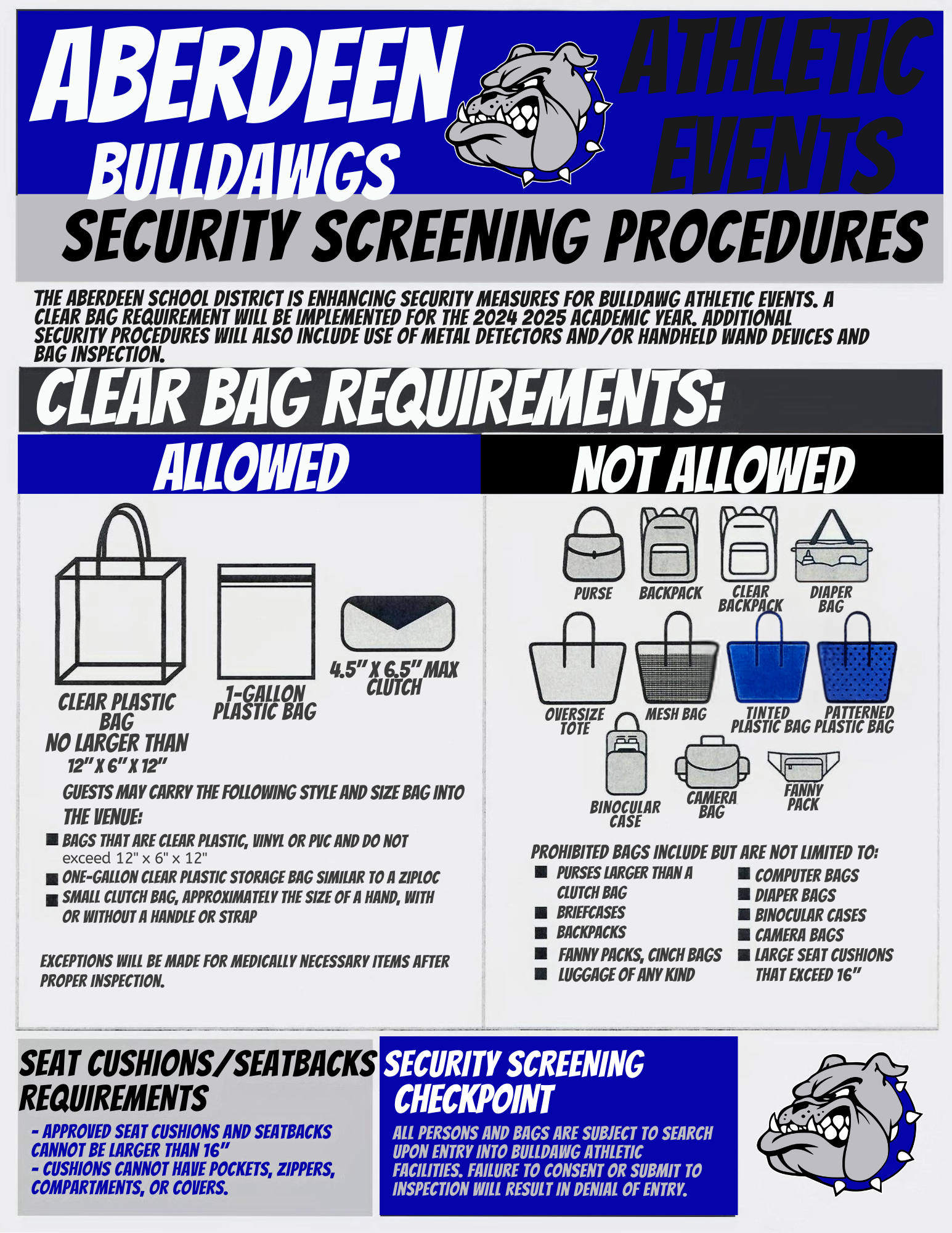 Bulldawg  Athletics Clear Bag Policy