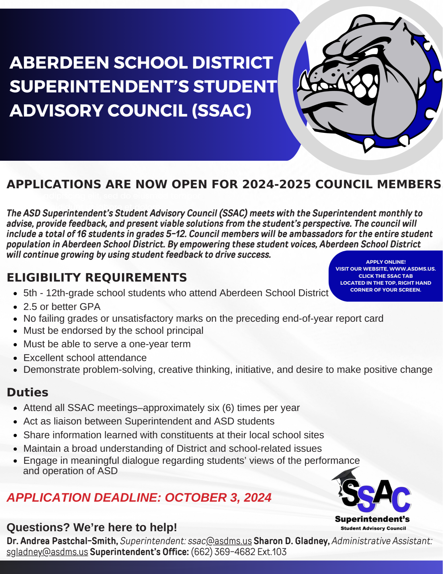 Applications are now open for the 2023-2024 SSAC.