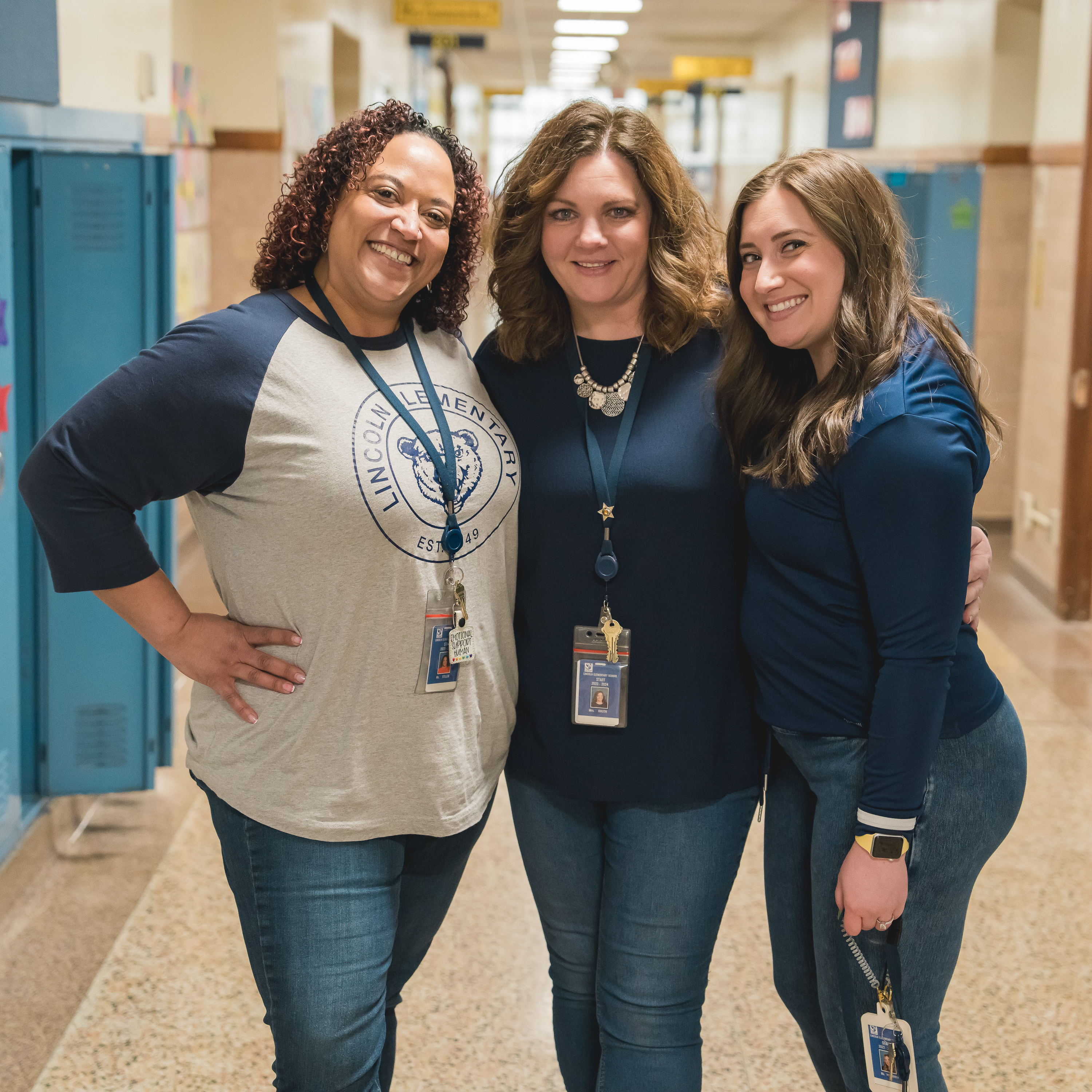 Lincoln elementary staff standing in hallway