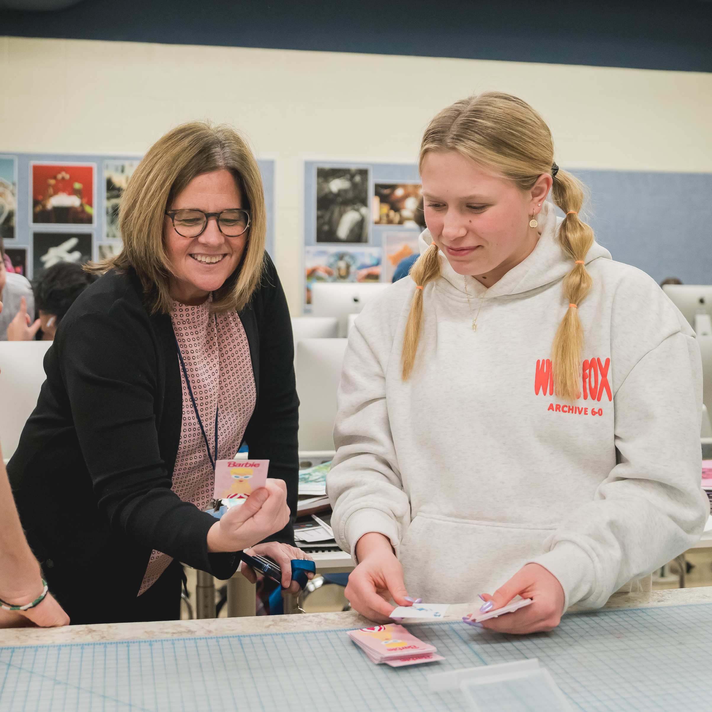 St Joseph High school teacher engaging with students