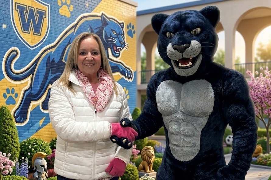 Principal Shafer with the Potter Panther