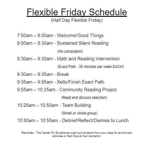 ALA Flexible Friday Schedule