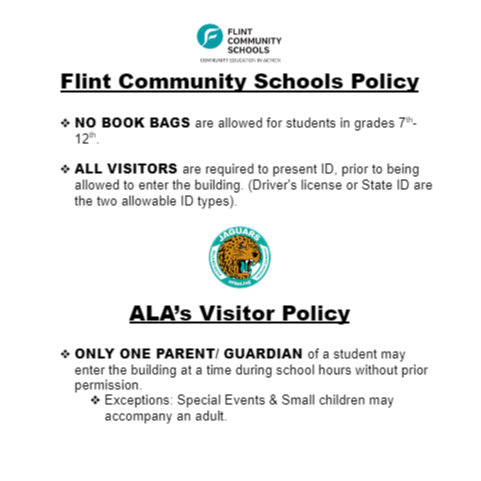 FCS Bag & Visitor Policy