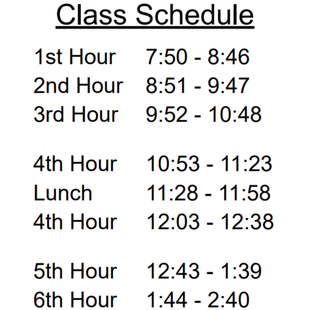 ALA Full Day Class Schedule