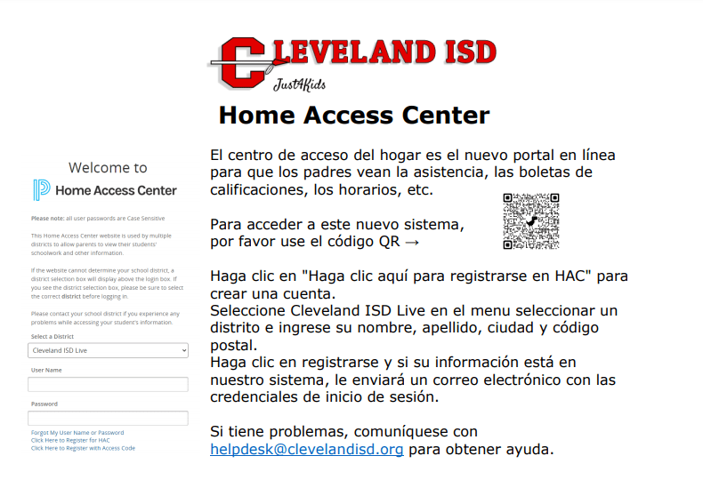 Home Access Center Information spanish