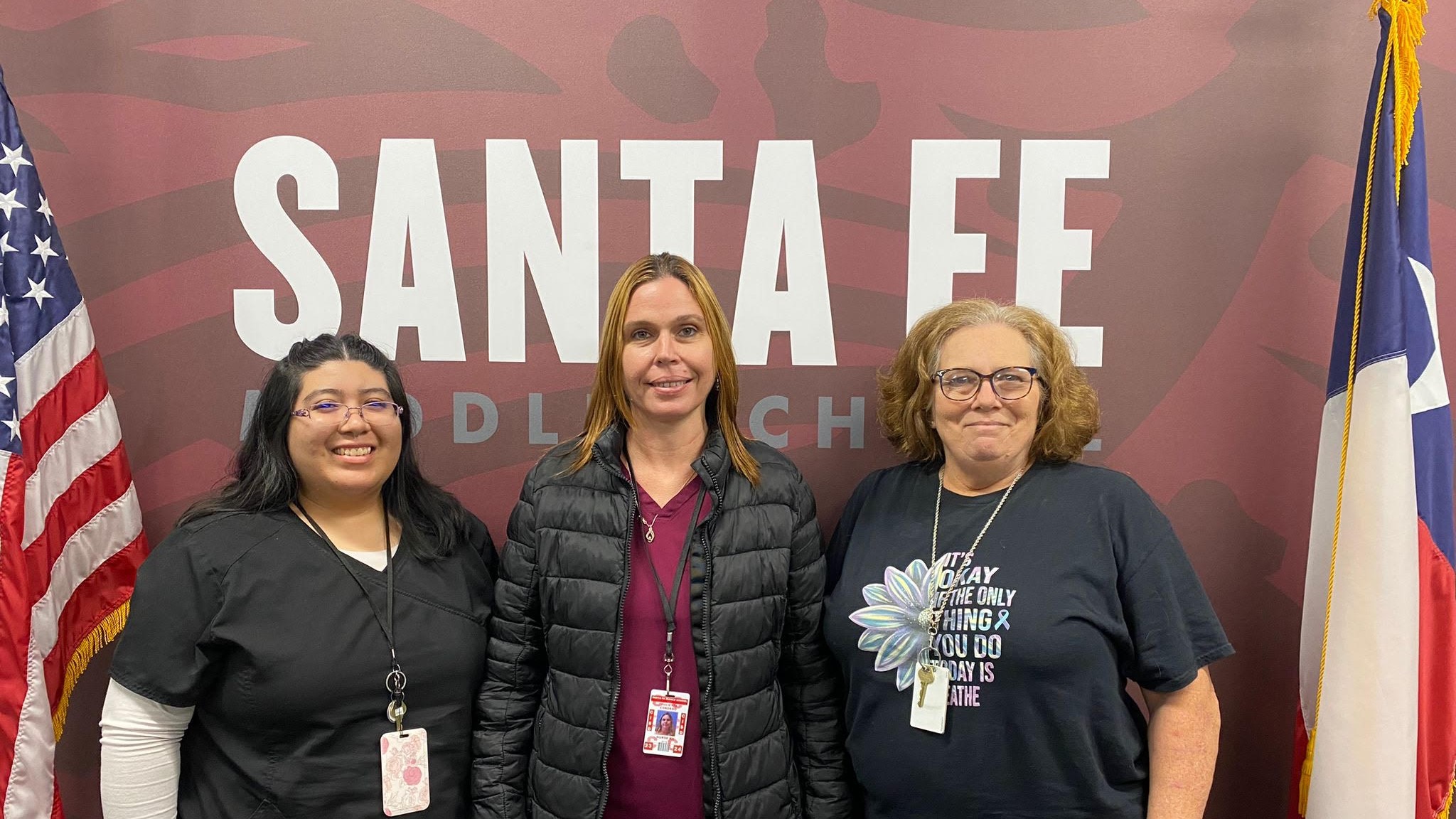 SFMS Nurses. Left to right: Nurse Assistant Carino, Nurse Cordero, Nurse Keen