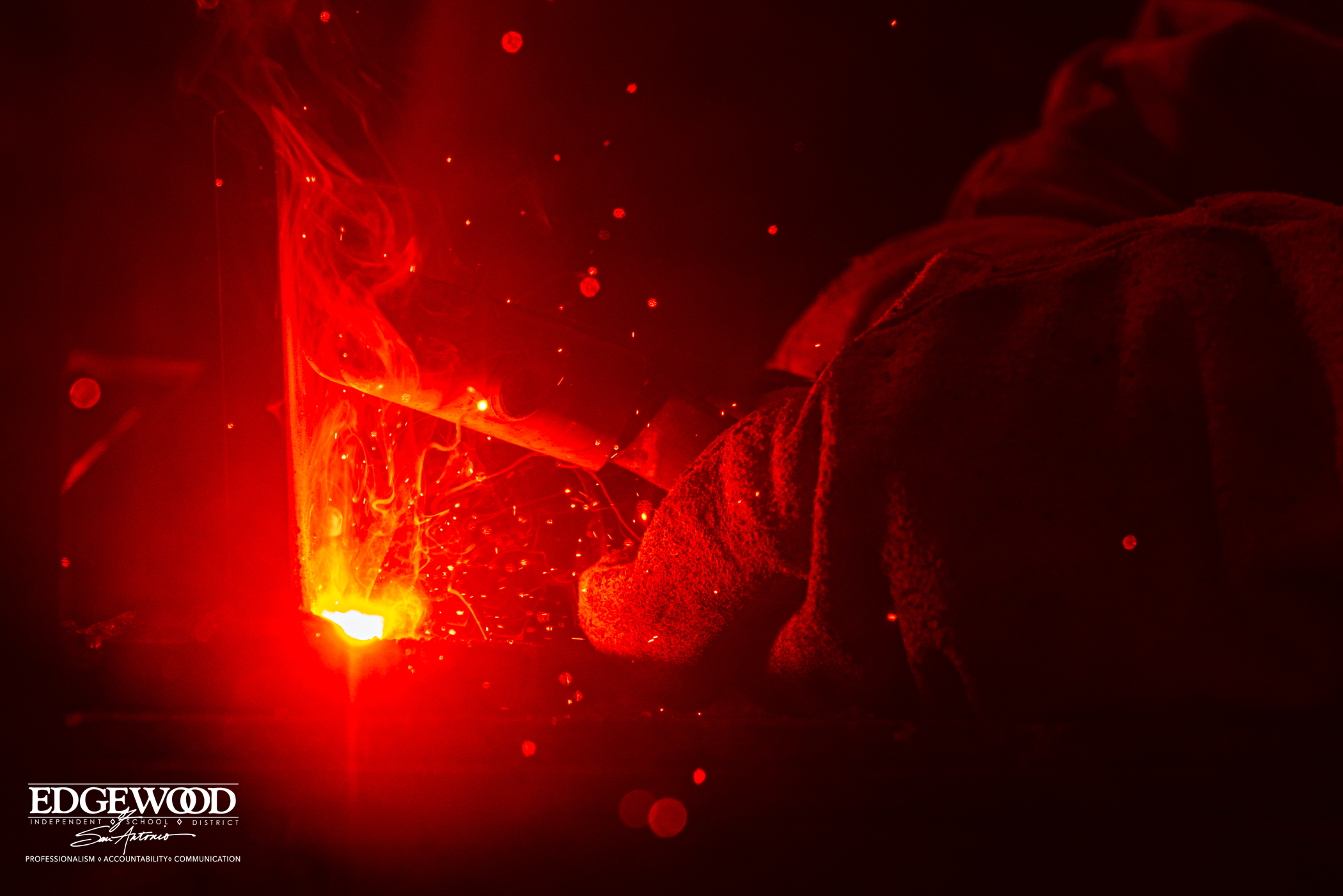 welding student at work