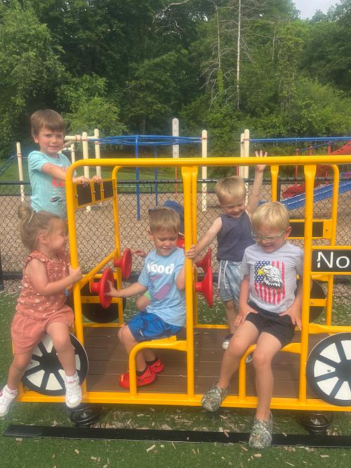 Friends outside daycare