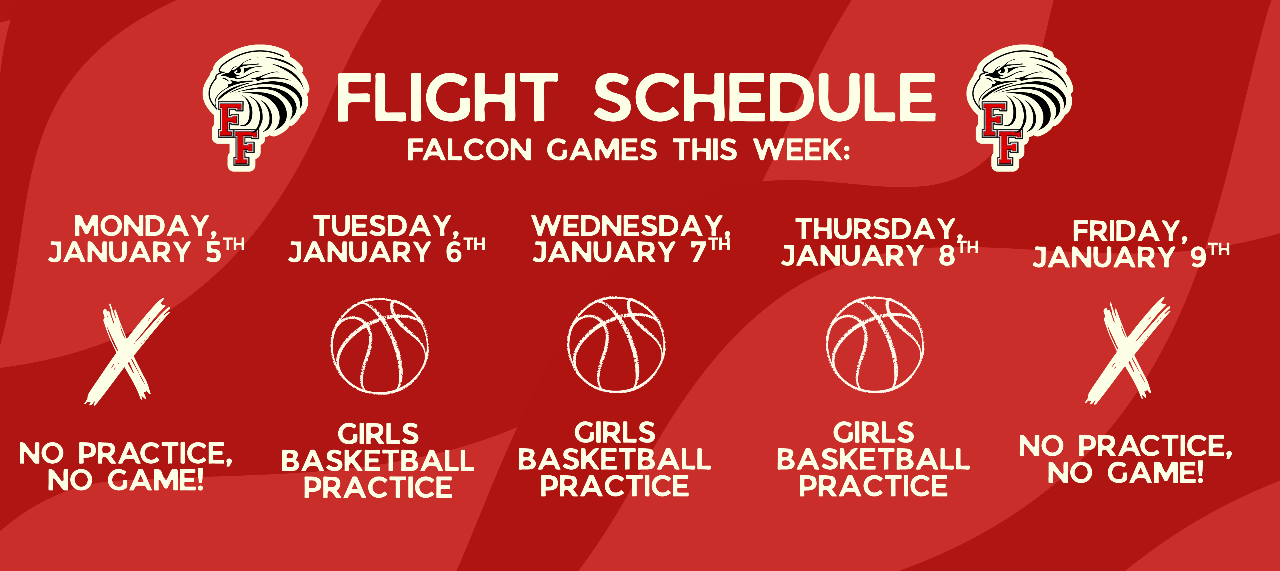 Flight schedule - games this week