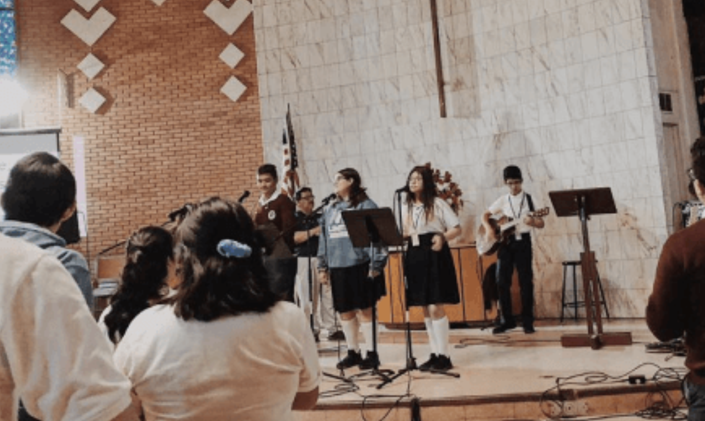 School's orchestra performing