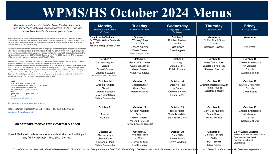 WPMS/HS Menu