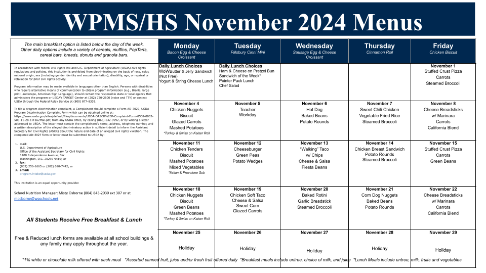 WPMS/HS Menu