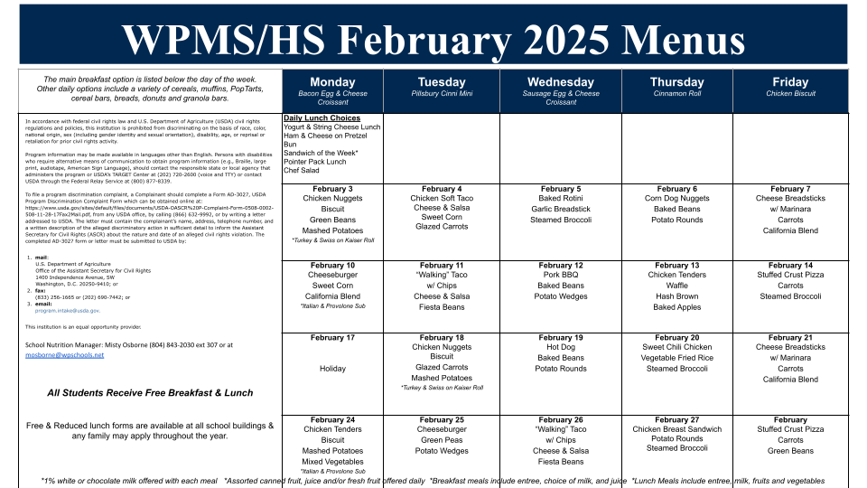 WPMS/HS Menu