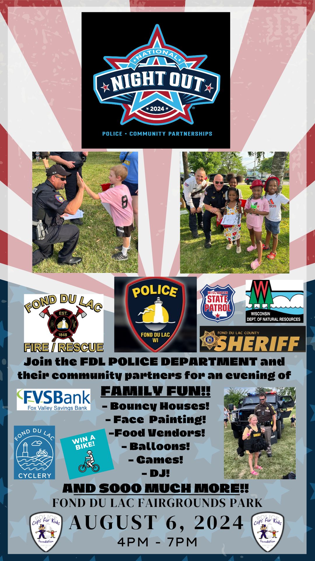 Fond du Lac National Night Out on August 6, 2024 at FDL Fairgrounds Park