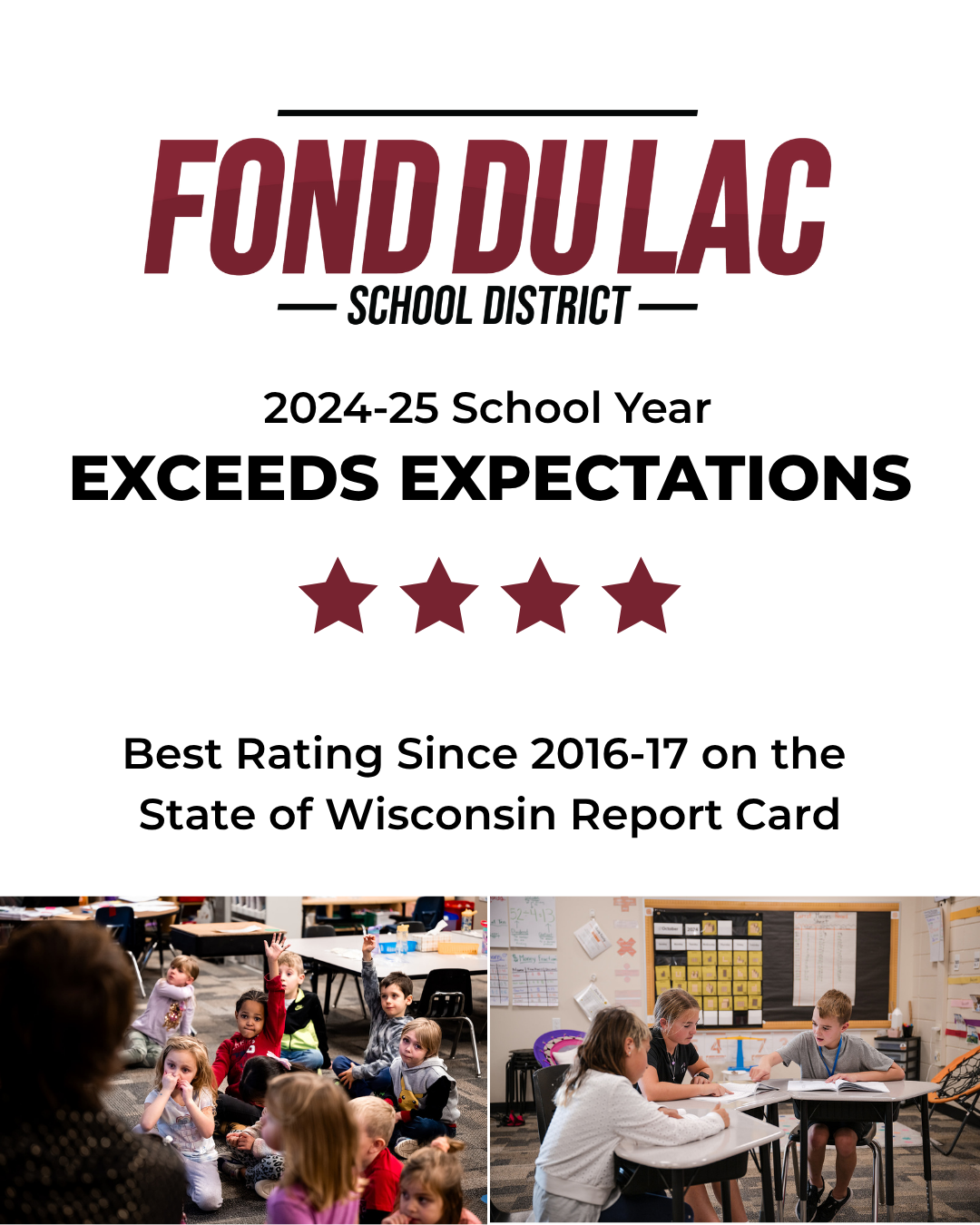 FDLSD Exceeds Expectations, Best rating since 2016-17 on the Sate of Wisconsin Report Card