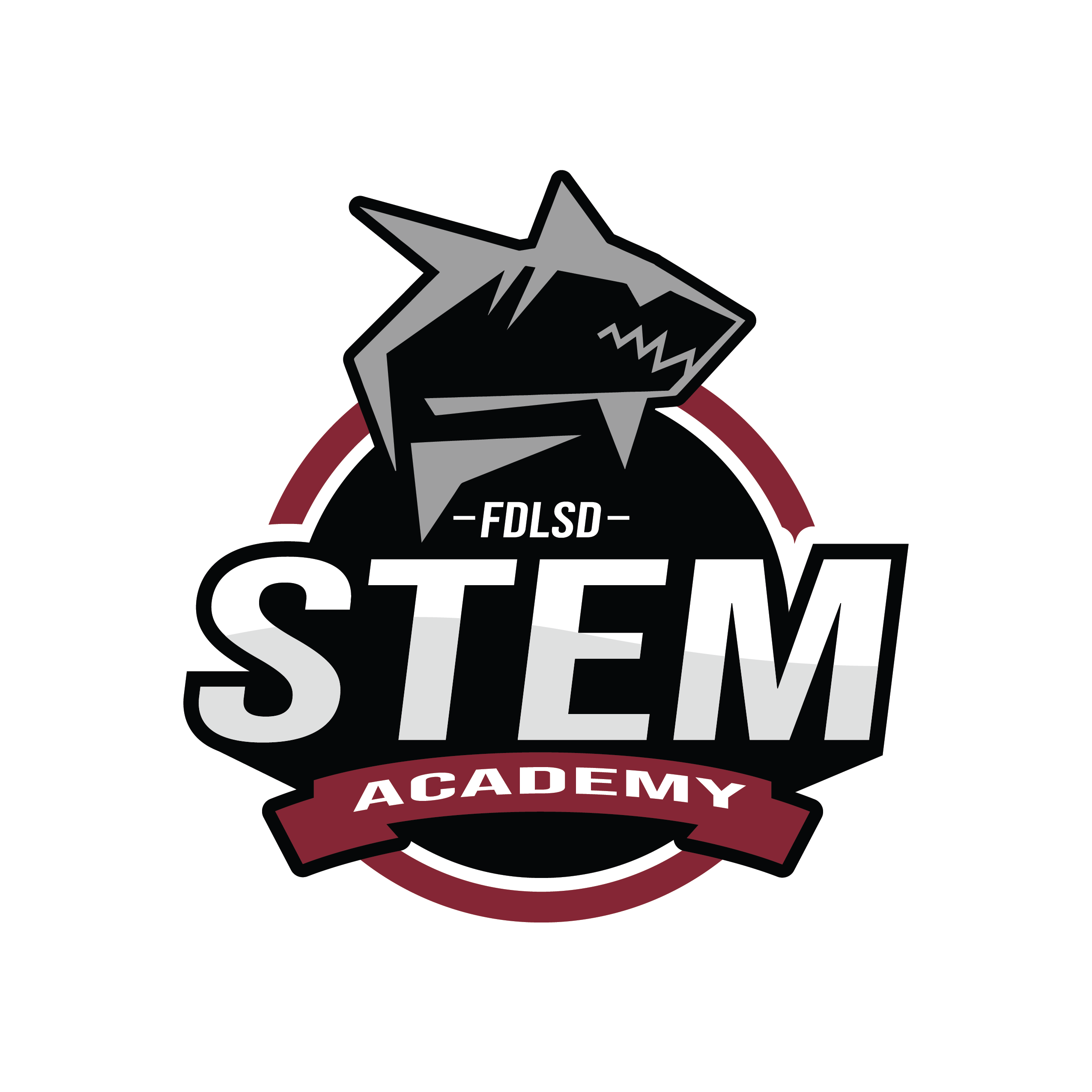 STEM Academy Logo with shark mascot