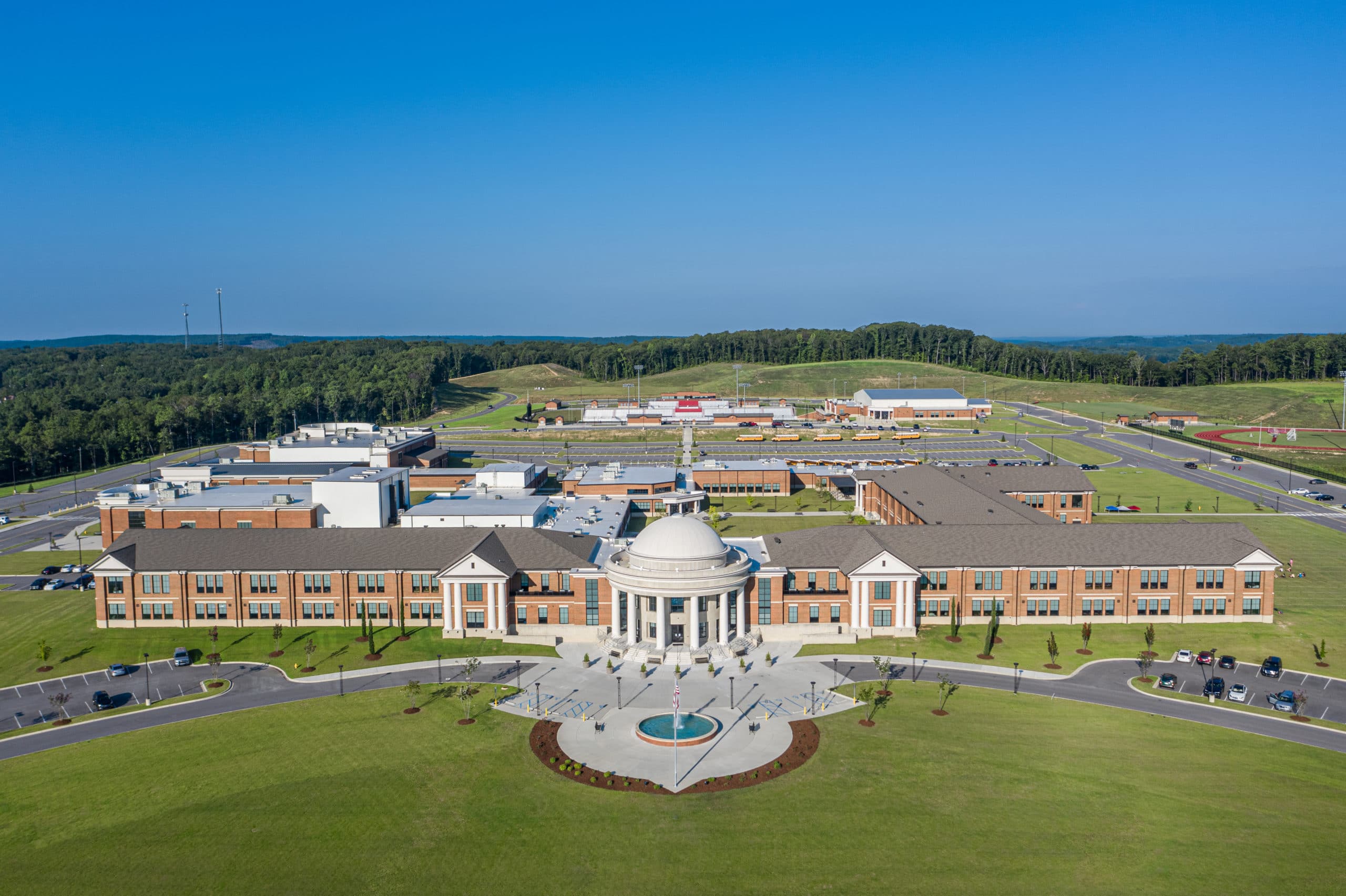 aerial photo of Thompson High School (daytime)