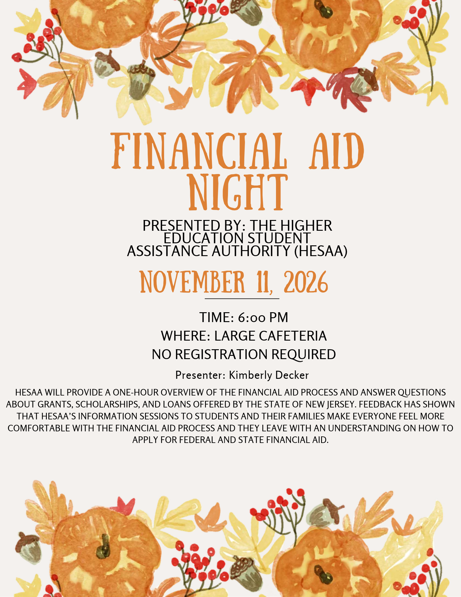 HESSA financial aid night