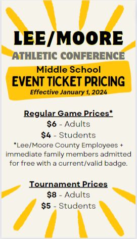 Lee Moore Athletic Conference Middle School Prices Effective January 2024