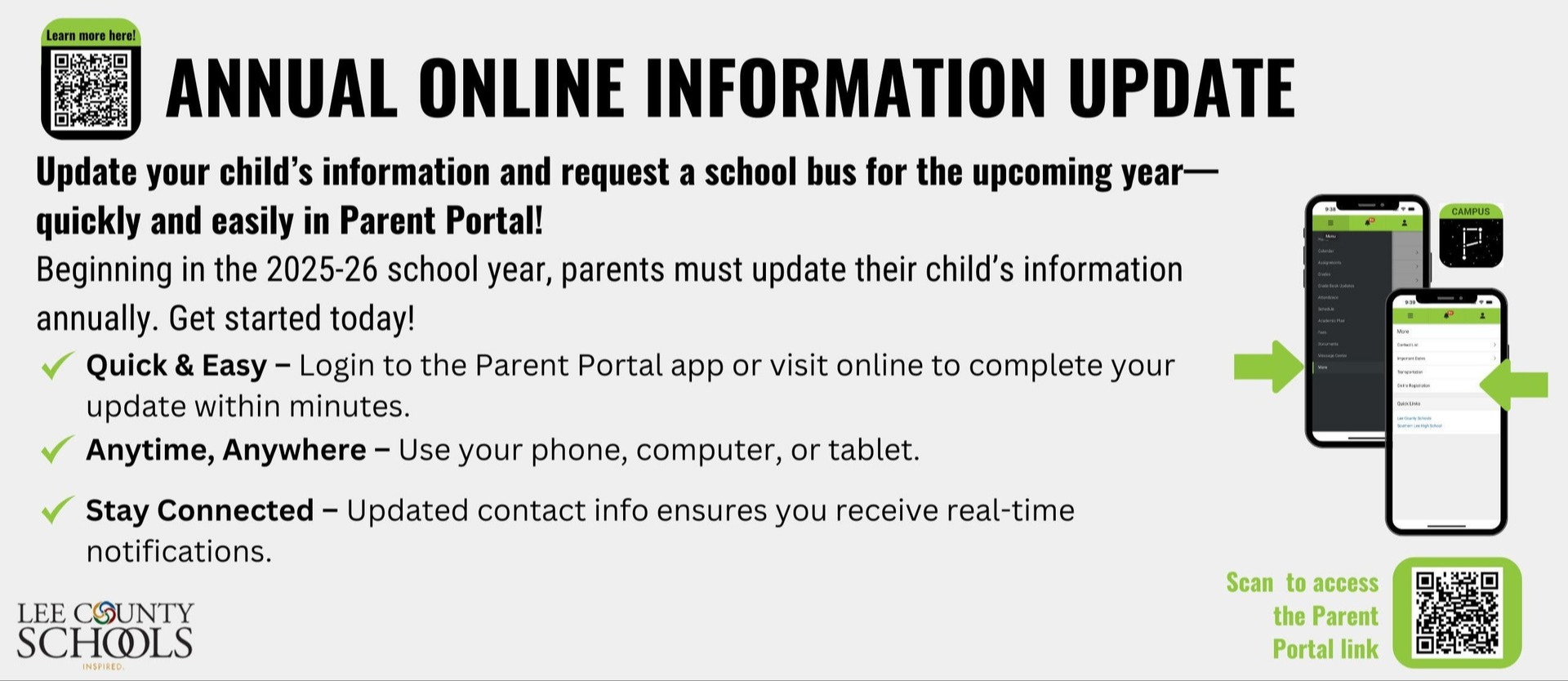 Annual Parent Contact Information Update Required through Campus Parent App/Portal