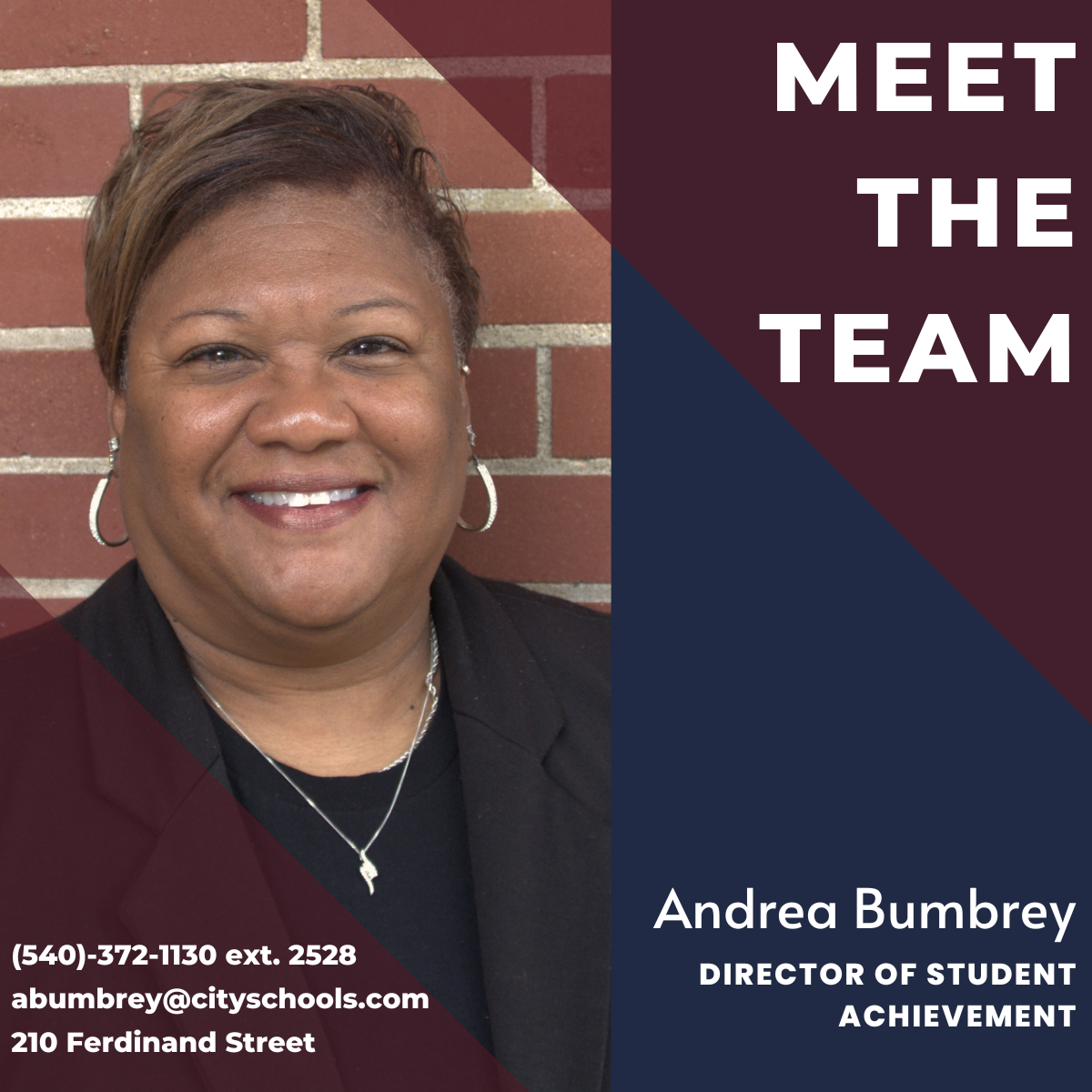 Meet the Team, Dr. Andrea Bumbrey, Director of Student Achievement