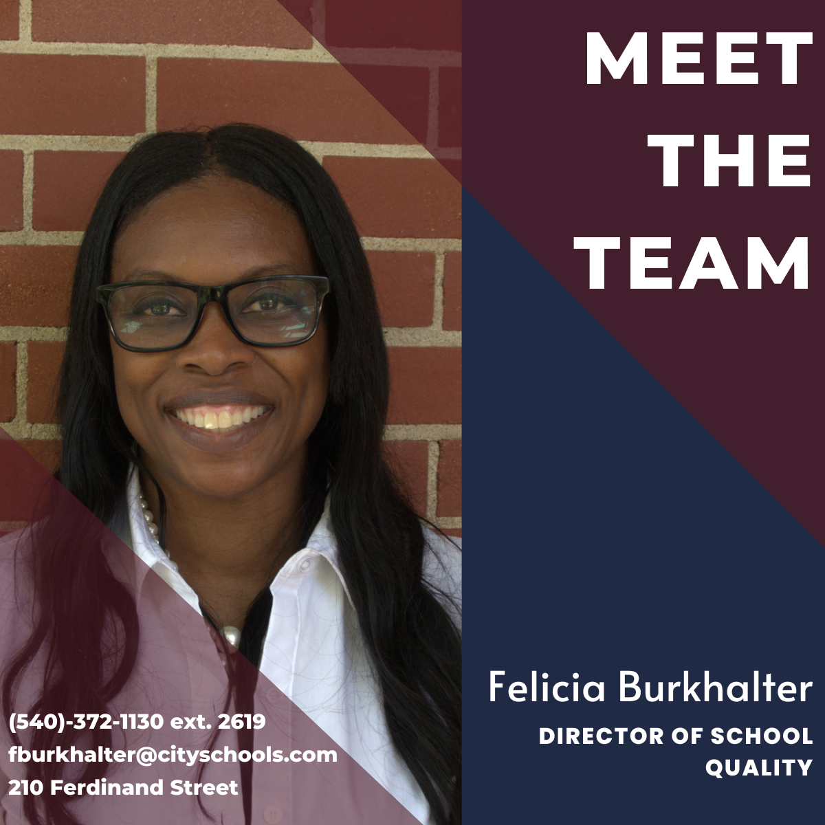 Meet the Team, Felicia Burkhalter, Director of School Quality